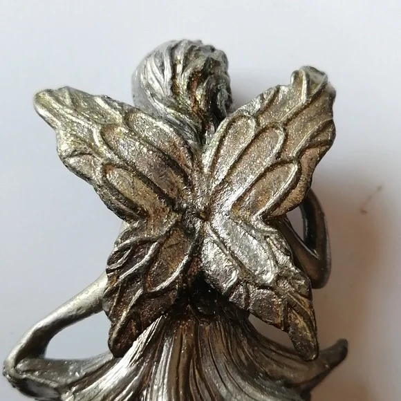 Vintage Peltro Cesellato a Mano Pewter Fairy Miniature Sculpture - Picture 8 of 13